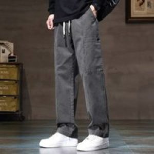 Autumn Winter Straight Wide Trousers Man Korean Style Nylon Cheap Emo Y2k Vintage Casual Slacks Cotton Loose Cargo Pants for Men