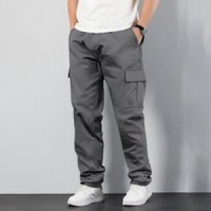 New Men’s Cargo Pants Men’s Casual Multi-Pocket Elastic Waist Overalls Ankle Pants Autumn Outdoor Sports Solid Color Trousers