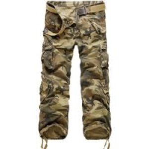 Men Jeans Cargo Pants Camouflage Mid Waist Patchwork Denim Slim Fit Zipper Pockets Solid Ankle Length Trousers High Street