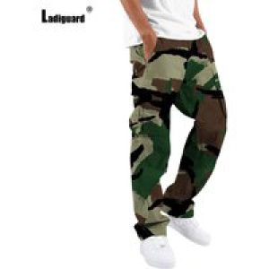 2025 Men’s Stand Pocket Fashion Camo Cargo Pants Men Ankle-Length Trouser New Summer Outdoor Casual Straight Beach Jogging Pants