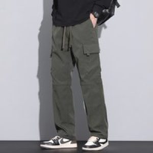 GIOIO men’s overalls, loose straight, daily wear thickened casual trousers, autumn and winter all-match men’s sports pants