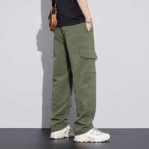Loose Men’s Cargo Pants Green Minimalist Low Price Slacks Long Regular Fit Aesthetic Cotton Cheap New In Harajuku Male Trousers