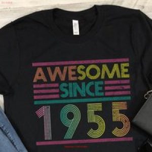 Born in 1955 T Shirt Awesome Since Funny Cool Birthday Distressed Vintage for Men and Women 3XL 4XL 5XL Avail