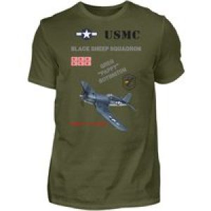 USMC Black Sheep Squadron F4U Corsair Carrier-Based Fighter T-Shirt 100% Cotton O-Neck Short Sleeve Summer Casual Mens T-shirt