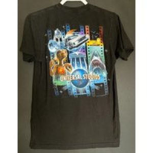 Universal Studios T Shirt Size M Black Double Sided E Jaws Doloreon Earth