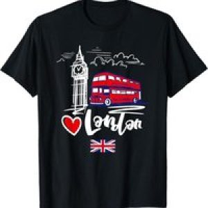 I Love London Travel T Shirt Black S to 5XL