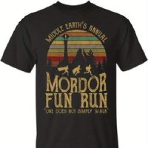 100% Cotton, Casual & Breathable Men’s “Middle Earth’s Annual Mordor Fun Run” T-Shirt – Unique Geometric Print