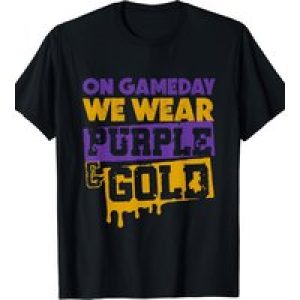 On Gameday Football We Wear Purple And Golden Leopard T-Shirt -220g