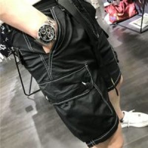 Male Bermuda Short Pants with Zipper Solid Men’s Cargo Shorts Black Button Pockets Homme Elastic Waist Hevy Whate New In Strech