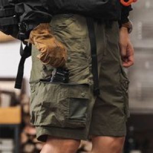 Male Short Pants with Zipper Wide Green Baggy Loose Men’s Cargo Shorts Y2k Clothing Beautiful Japanese Street Style Elegant