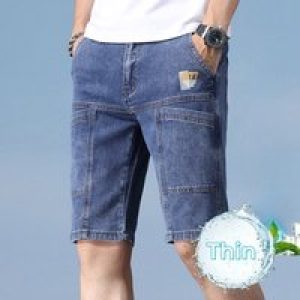 Summer New Straight Men’s Denim Shorts Stretch Soft Multi-pocket Casual Short Jeans Fashion Washed Thin Male Shorts Korean