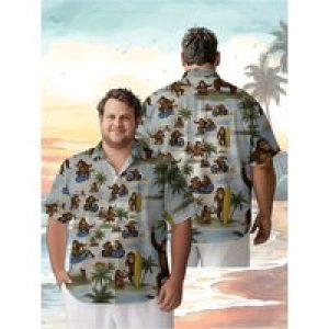 Men’s Plus Size Hawaiian Shirts Forest Monkey Pattern,Premium Comfort Youth Clothes,Y2K Tops