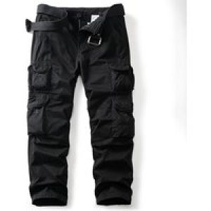 AKARMY Black Camo Cargo Pants Outdoor Multi-pocket Ripstop Trousers Male Autumn Wear-resistant Cargo Casual Pants(No Belt)