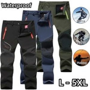 Mens Autumn Winter Outdoor Windproof Waterproof Breathable Warm Hiking Casual Trousers Camping Climbing Skiing Fleece Long Pants
