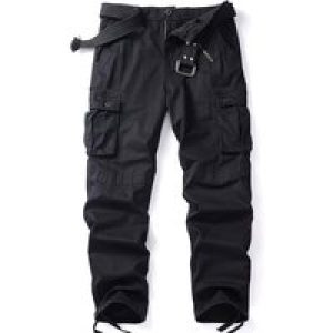 AKARMY Men’s Casual Cargo Pants Workout Joggers Stretch Sweatpants Hiking Drawstring Tactical Pants with Multi Pockets(No belt)
