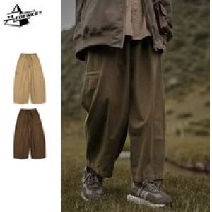 Japanese Casual Pants Men Women Retro Loose Wide-leg Cargo Trousers Harajuku Solid Color Straight Bloomers Spring Unisex Pants