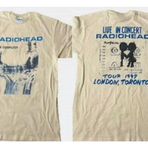 Radiohead Ok Computer Albums 90s graphic Sand T shirt 2 sided Cotton