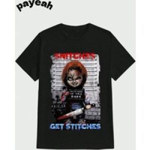 Payeah Chucky Arrested Scary Movie T Shirts Casual Digital Print Pure Heavy Cotton T Shirt