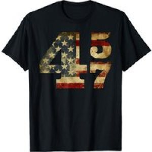 1pc Men’s Patriotic American Flag 45/47 Graphic T-Shirt – Casual Cotton Crew Neck with Slight Stretch, Regular Fit