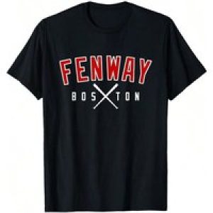 Fenway Boston T-Shirt Colorful Classic Letter Pattern Pure Cotton Short Sleeve Gifts for Dad Classic Black, Allseason Tshirt