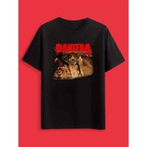 [Summer Style] Men’s Black Pantera Graphic T-Shirt – Summer Casual Crew Neck Polyester Tee with Bold Animal Print