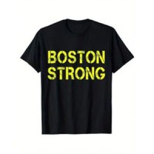 Boston Strong Retro Vintage Women Mens T-Shirt, Unisex Cotton Casual Round Neck Outdoor Short Sleeve T-Shirt with Slight Stretch