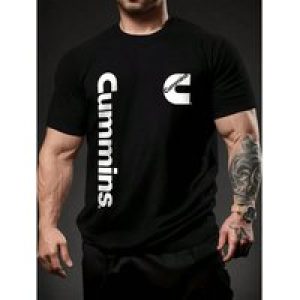 Cummins Logo On Black Background Heavyweight Oversized Tee For Men – Ultimate Comfort,