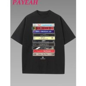 90s Tape Print Casual Women’s Classic T-Shirt 1 Pcs 220g Heavy Cotton T Shirt