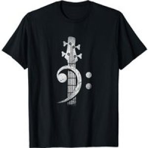Bass Cleff Headstock Bass Guitar T-Shirt Music Gifts Custom Printed Graphic Shirts Unisex Summer Soft Tops Camisetas