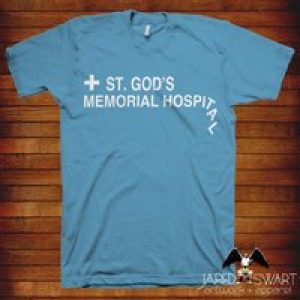 Idiocracy T shirt St God s Hospital sizes M L XL 2XL 3XL 4XL