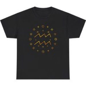 Aquarius Zodiac T Shirt gold horoscope elegant chic magic gift indie line art