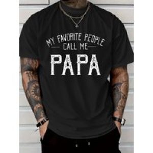 Men’S T-Shirt Red My Favorite People Call Me PAPA Graphic Tee for Casual Wear