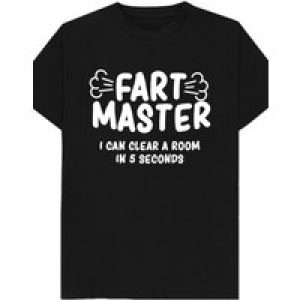 Funny ‘Fart Master’ Black Cotton T-Shirt – “I Can Clear a Room in 5 Seconds” Humorous Design, Soft Crew Neck Tee for Adults,