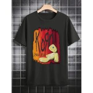 Men’s Casual Round Neck T-Shirt with Bold “KISS Issues” Graphic – Black Polyester Tee, Machine Washable, Ideal Gift for Him