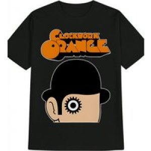 Men’S Casual Crew Neck T-Shirt – Clockwork Orange Graphic Print, Black Summer Tee with Orange & Orange Lettering
