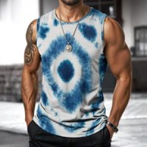 Men’s summer fashion new print trendy and comfortable round neck sleeveless sports vest