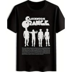 Men’S Black “Clockwork Orange” Graphic T-Shirt – Retro Rock Band Design, Short Sleeve, Round Neck,