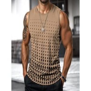 Mens Retro Vest Street Fashion Round Neck Sleeveless T Shirt Printed Daily Outdoor Sports Fitness Running Top Animal Plaid Comfo