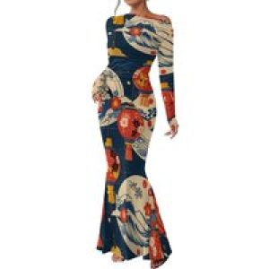 Women’s 2025 Summer Casual Long Dresses Off Shoulder Long Sleeve Dress