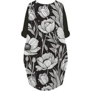 Women’s printed loose long sleeved summer plus size dress Cross border Summer New Fashion