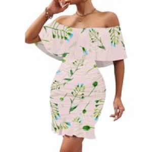 Women’s 2025 Spring/Summer New Customized Casual Loose Swinging Collar Shoulder Printed Flower Strap Dress