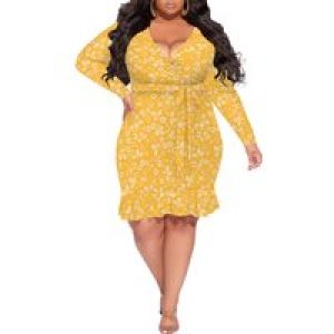 Women’s Sexy Wrap V Neck Floral Sundress Dress