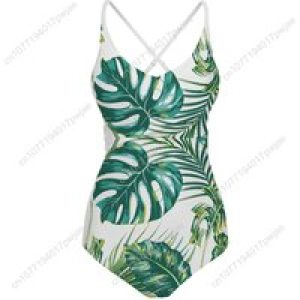 Green Plant Print Pattern Swimsuit Women Sling Swimsuits Sexy Swimwear Pool Beach Bikini Summer Holiday Customize Bathing Suits