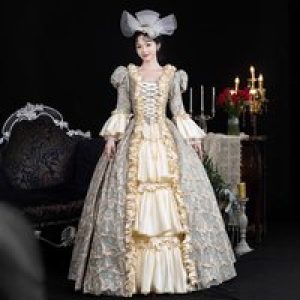 Court medieval renaissance classical dress photo role play tabletop game stage play long sleeve performance female Party Dresses