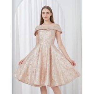 DEVCHATA Luxury New Short Evening Dress Women Jacquard Patchwork Embroidery Party Dress Elegant A Line Floral Ball Gown Vestido
