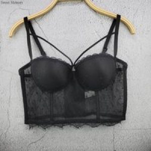 J738 Dropship Beautiful Black White Bras For Girls Women Sweet Memory Chain Tassel Small Tank Top with Elegant Strap Underwear