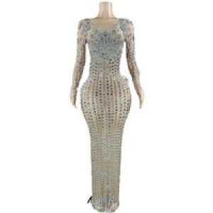 Sparkling Diamond Sparkling Evening Dress Prom Sexy Dinner Sukienki Wieczorowe Damskie Weselne Vestido Cerimônia Mulher Elegante