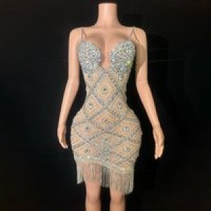 Suspender Diamond Dress Slim Temperament Birthday Party Event Banquet Host Evening Photo Album Vacation Vestido Dorado Entallado