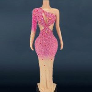 Rhinestone Pearl Cut Evening Dress Classic Birthday Skinny Elegant Performance Vestidos Elegantes Mujer Knie Lange Party Kleider
