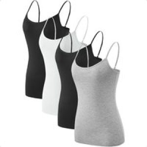 Air Curvey 2 4 Pack Women’s Camisole Tank Top Adjustable Spaghetti Straps Basic Soft Undershirts Seaml Layering Tops